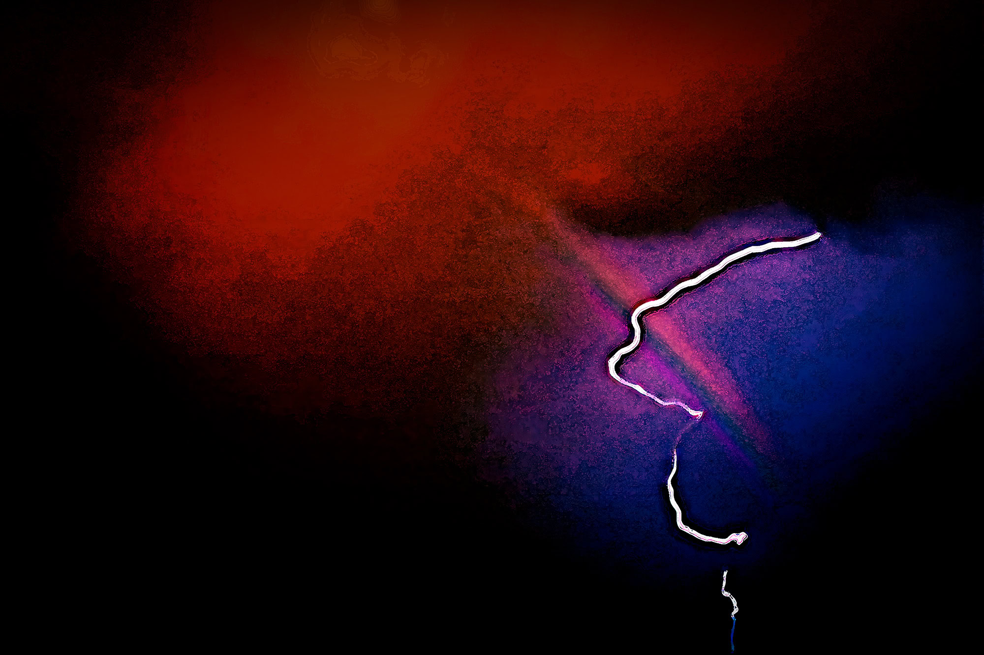 A rainbow within a lightning bolt.