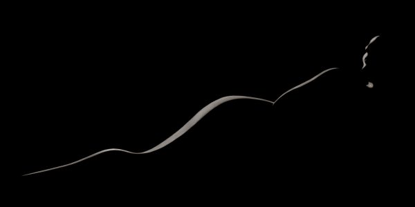 A woman's body is shown in the dark.