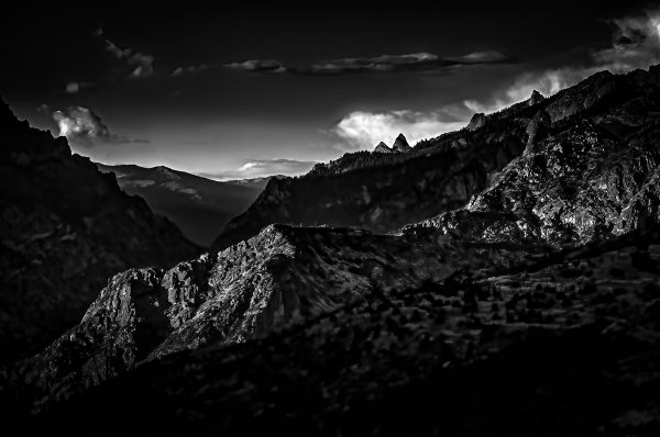 rugged mountain landscape black and white photography, dramatic natural scenery, the Doug Heslep Fine Art Collection