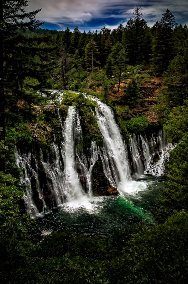 A full view of Burney Falls from the observation deck at the entrance.