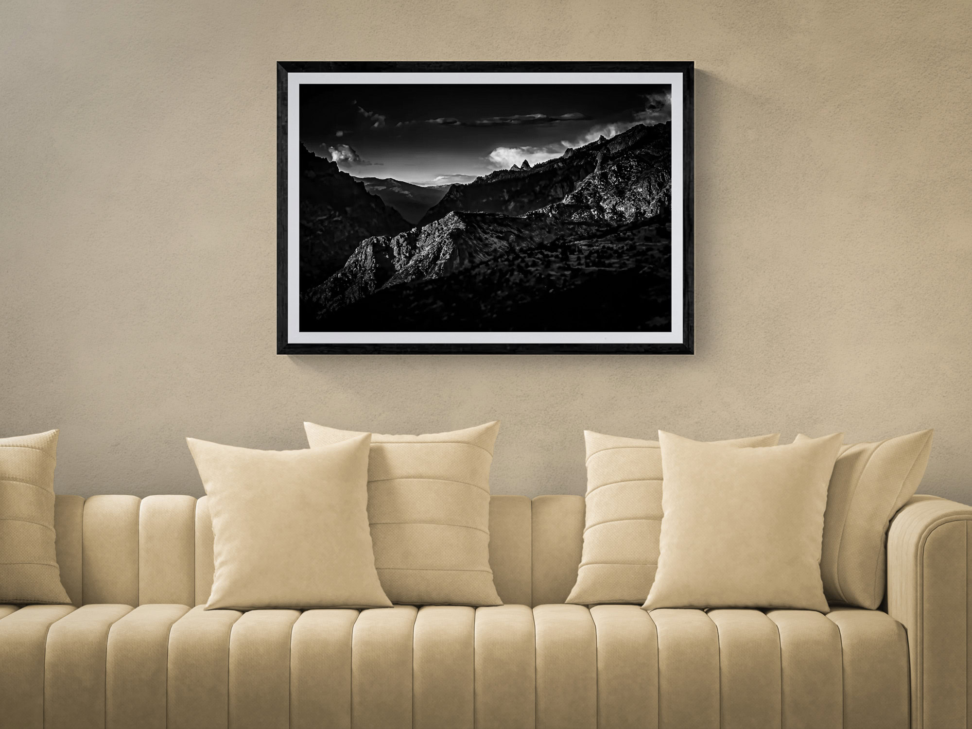 Black and white mountain landscape photograph, part of The Doug Heslep Fine Art Collection.