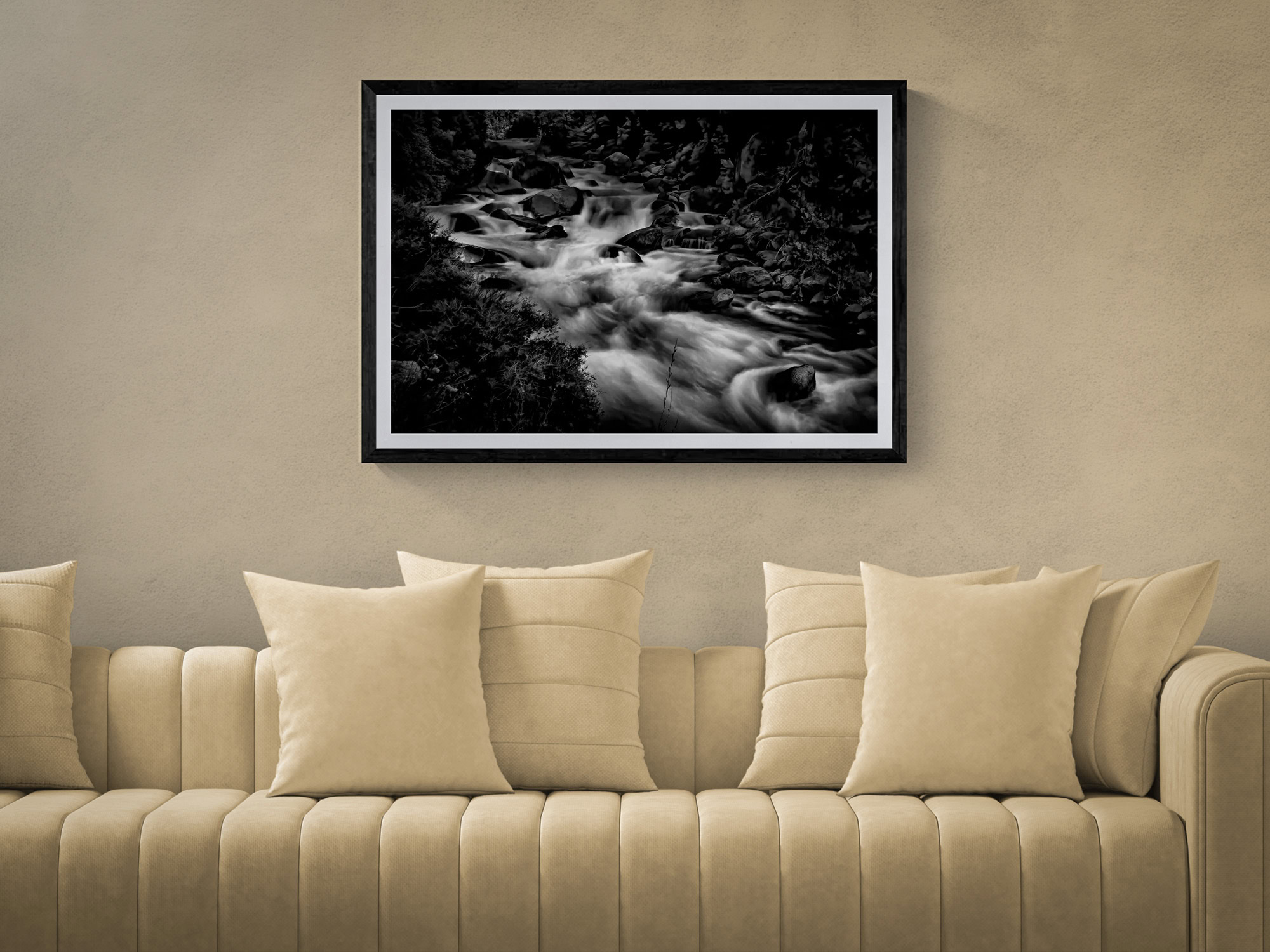 Doug Heslep river landscape black and white art.