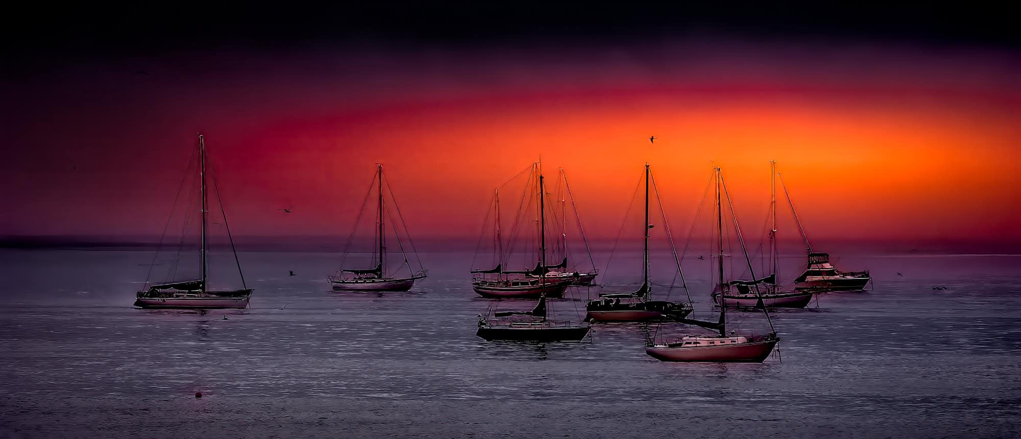 Avila Beach Sunset with Sailboats