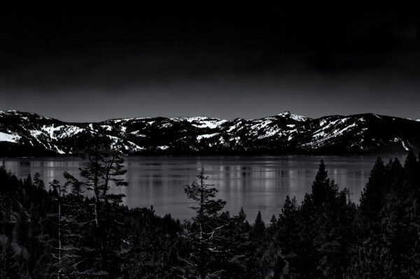 The view of Lake Tahoe driving west from Spooner Lake on Hwy 50