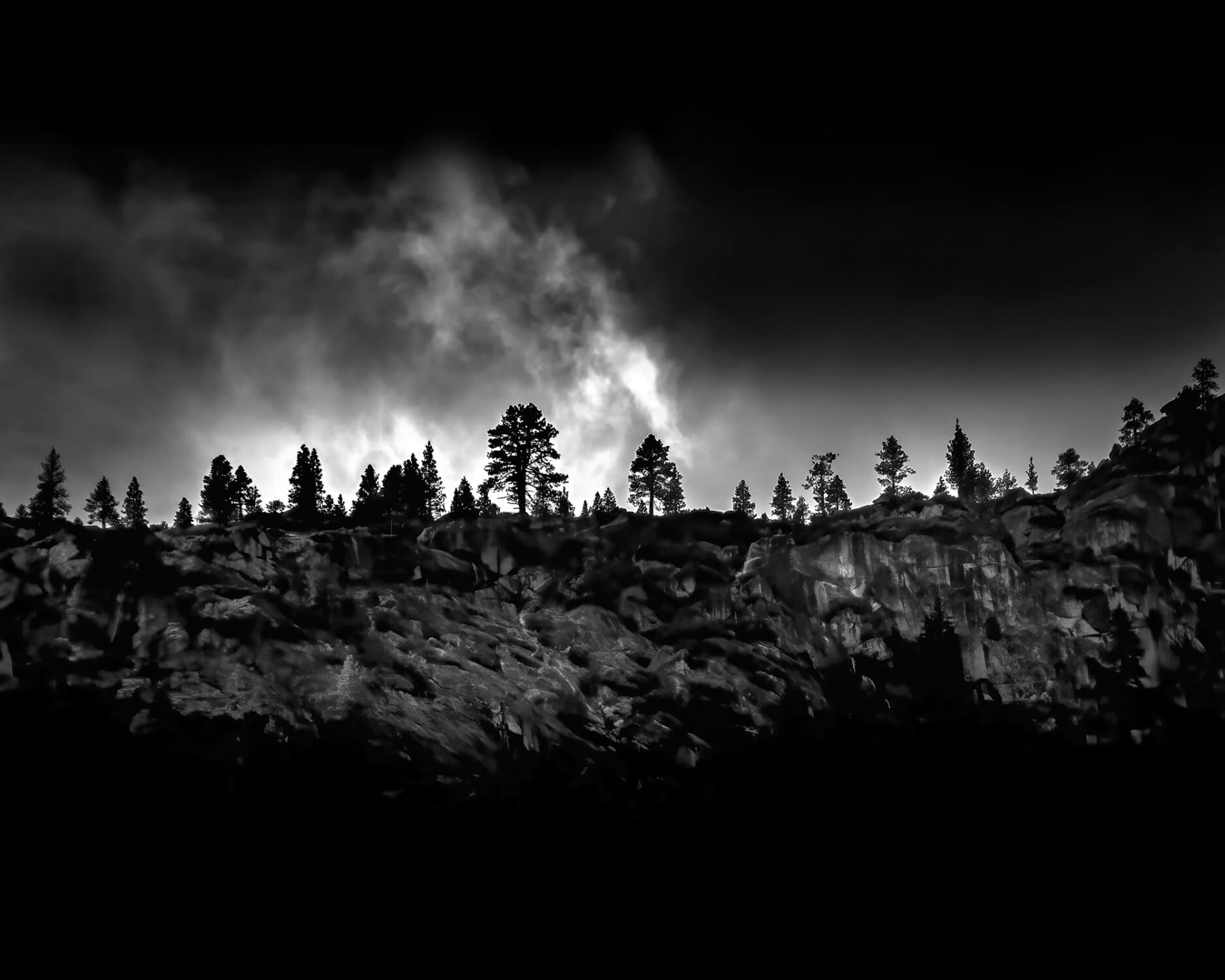 Trees along the ridgeline in Yosemite