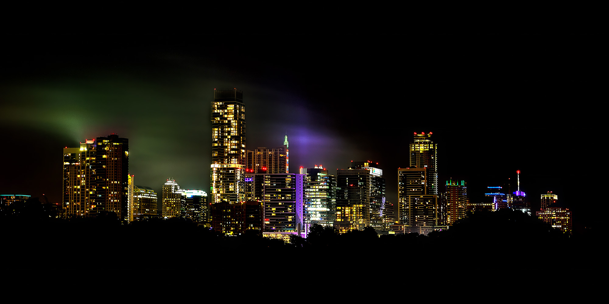 Austin Texas post fireworks with smoke in the air. July 4th, 2018.