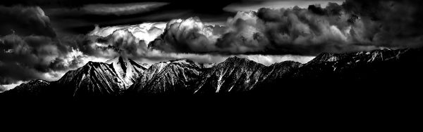 Panoramic view of the snow-capped Eastern Sierra Nevada