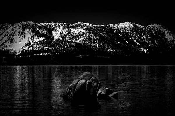 Monumental rock formation in the waters of Lake Tahoe