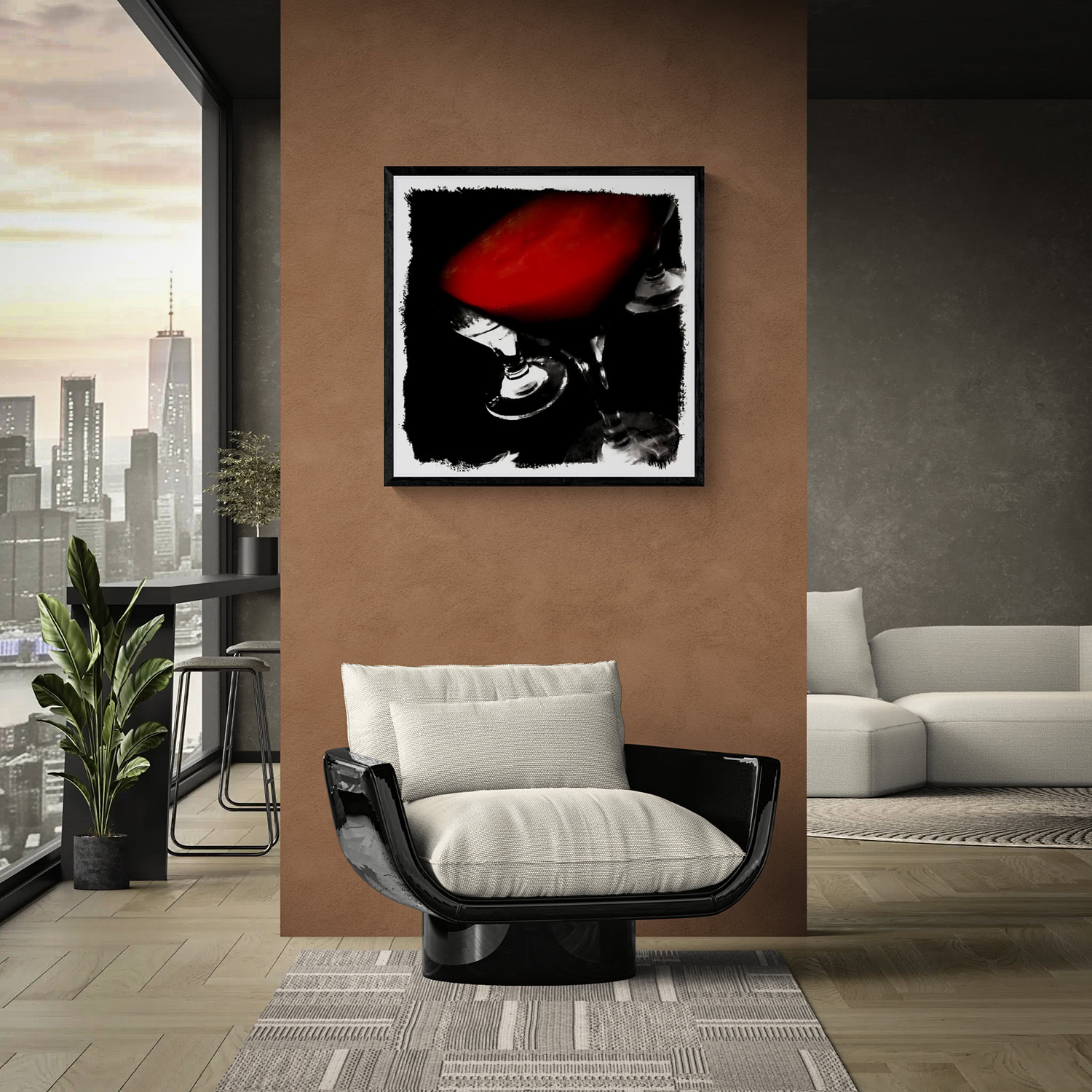 Bloody Mary Incognito by Doug Heslep, displayed as framed fine art in a contemporary urban interior.